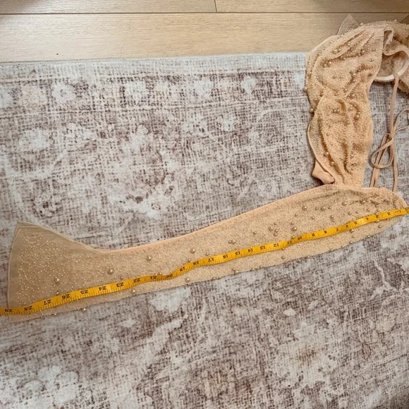 NWOT Oh Polly Champagne embellished Beaded Long Sleeve Crop Top size 2 - Picture 10 of 13